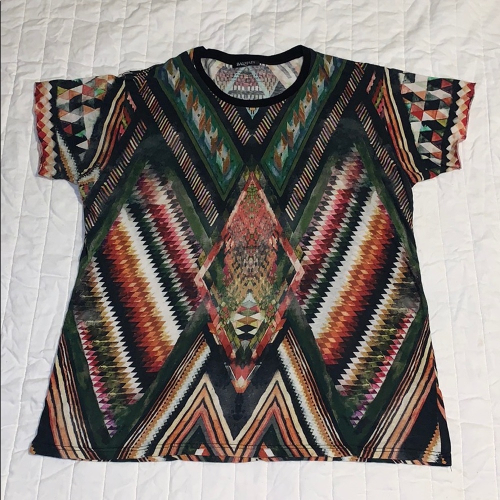 Men's Balmain Geo Print Shirt RTW17 - Picture 2 of 7